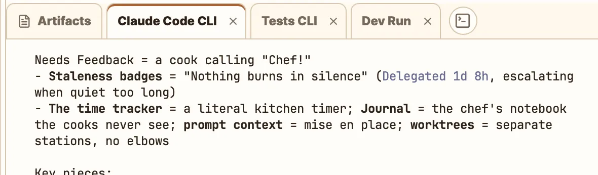 Terminal tabs attached to a task